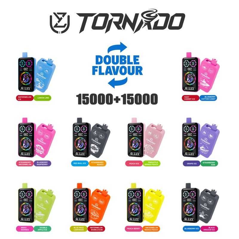 UZY TORNADO 30000 Puffs Double Flavors LCD Screen Mesh coil Disposable Vape