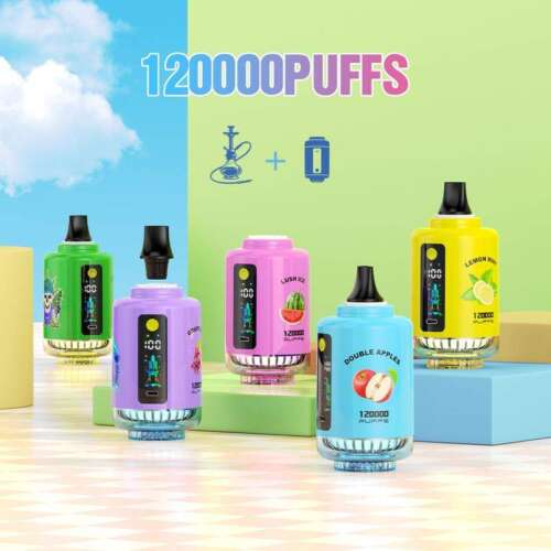 ATUS Hookah Shisha 120K Puffs LED Display RGB Light DTL Puff 2500 mAh Battery 360 Degree Valve Disposable Vape