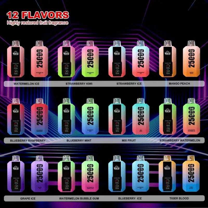Bang 25000 Puffs 0% 2% 3% 5% Nicotine LCD Display Disposable Vape 13 Bang 25000 Puffs 0% 2% 3% 5% Nicotine LCD Display Disposable Vape