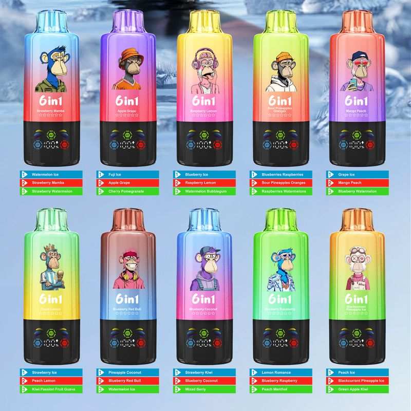 Bang Leader 110K Puffs 6 em 1 sabores bobina dupla de malha Ecrã LED Vape descartável