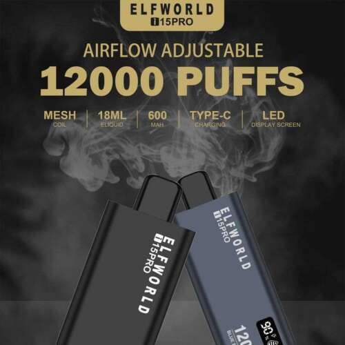 Elfwold i15 PRO 12000 Puffs Display Screen Adjustable airflow Disposable Vape