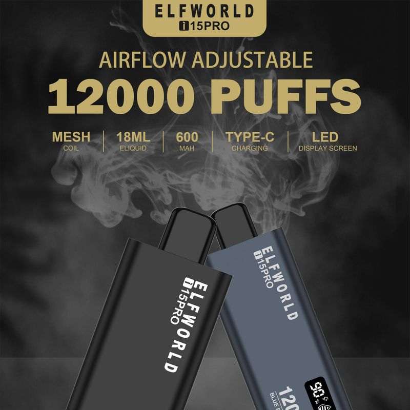 Elfwold i15 PRO 12000 Puffs Display Screen Adjustable airflow Disposable Vape 1 Elfwold i15 PRO 12000 Puffs Display Screen Adjustable airflow Disposable Vape
