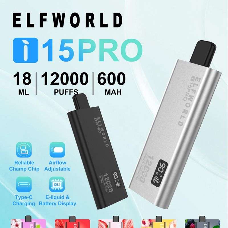 Elfwold i15 PRO 12000 Puffs Display Screen Adjustable airflow Disposable Vape 10 Elfwold i15 PRO 12000 Puffs Display Screen Adjustable airflow Disposable Vape - Image 10