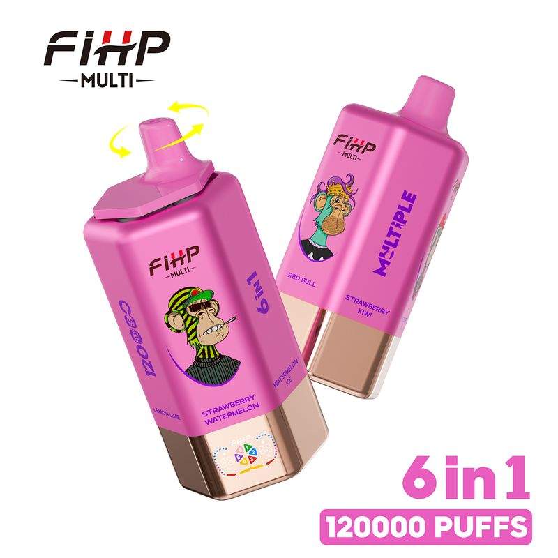 FIHP Multi 6-in-1 Flavors 120K Puffs 6 Distinct Flavors LED Screen Display Dual Mesh Coils Disposable Vape 2 FIHP Multi 6-in-1 Flavors 120K Puffs 6 Distinct Flavors LED Screen Display Dual Mesh Coils Disposable Vape - 画像 (2)