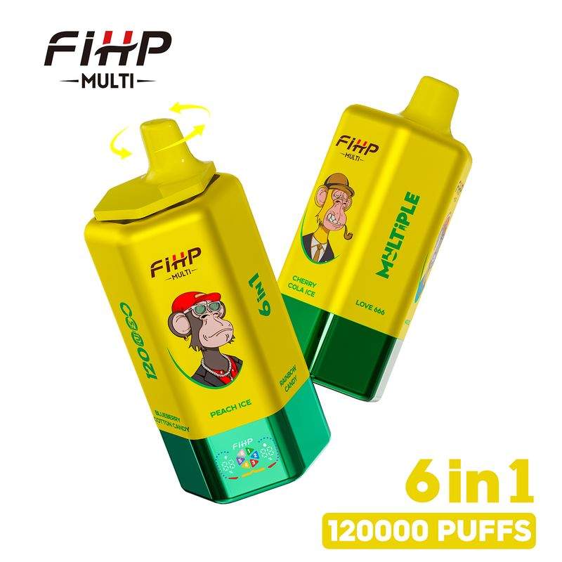 FIHP Multi 6-in-1 Flavors 120K Puffs 6 Distinct Flavors LED Screen Display Dual Mesh Coils Disposable Vape 6 FIHP Multi 6-in-1 Flavors 120K Puffs 6 Distinct Flavors LED Screen Display Dual Mesh Coils Disposable Vape - 画像 (6)