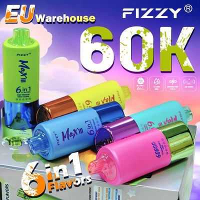 FIZZY Max III 60000 Puffs 6-in-1 flavors LED Screen Rotational Mouthpiece Triple Mesh Coil  Disposable Vape