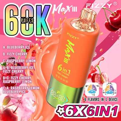 FIZZY Max III 60000 Puffs 6-in-1 flavors LED Screen Rotational Mouthpiece Triple Mesh Coil Disposable Vape 8 FIZZY Max III 60000 Puffs 6-in-1 flavors LED Screen Rotational Mouthpiece Triple Mesh Coil Disposable Vape - Image 8