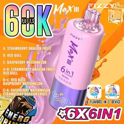 FIZZY Max III 60000 Puffs 6-in-1 flavors LED Screen Rotational Mouthpiece Triple Mesh Coil Disposable Vape 2 FIZZY Max III 60000 Puffs 6-in-1 flavors LED Screen Rotational Mouthpiece Triple Mesh Coil Disposable Vape - Image 2