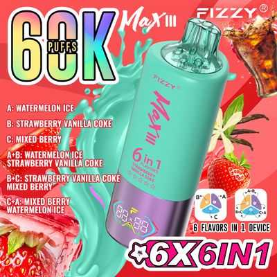 FIZZY Max III 60000 Puffs 6-in-1 flavors LED Screen Rotational Mouthpiece Triple Mesh Coil Disposable Vape 4 FIZZY Max III 60000 Puffs 6-in-1 flavors LED Screen Rotational Mouthpiece Triple Mesh Coil Disposable Vape - Image 4