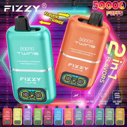 FIZZY TWINS 50000 Puffs Dual flavors 50ml LCD screen Adjustable airflow Disposable Vape