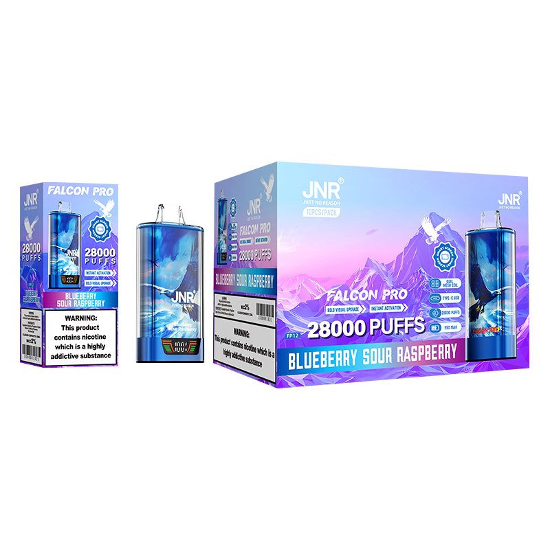 JNR Falcon Pro 28000 28K Puffs Epic #1 France Crystal LED Screen Advanced Mesh Coil Disposable Vape 12 JNR Falcon Pro 28000 Puffs LED Screen Advanced Mesh Coil Disposable Vape Blueberry Sour Raspberry