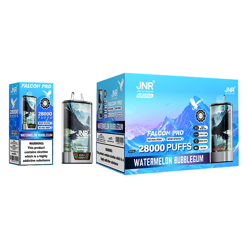 JNR Falcon Pro 28000 28K Puffs Epic #1 France Crystal LED Screen Advanced Mesh Coil Disposable Vape 9 JNR Falcon Pro 28000 Puffs LED Screen Advanced Mesh Coil Disposable Vape Watermelon Bubblegum