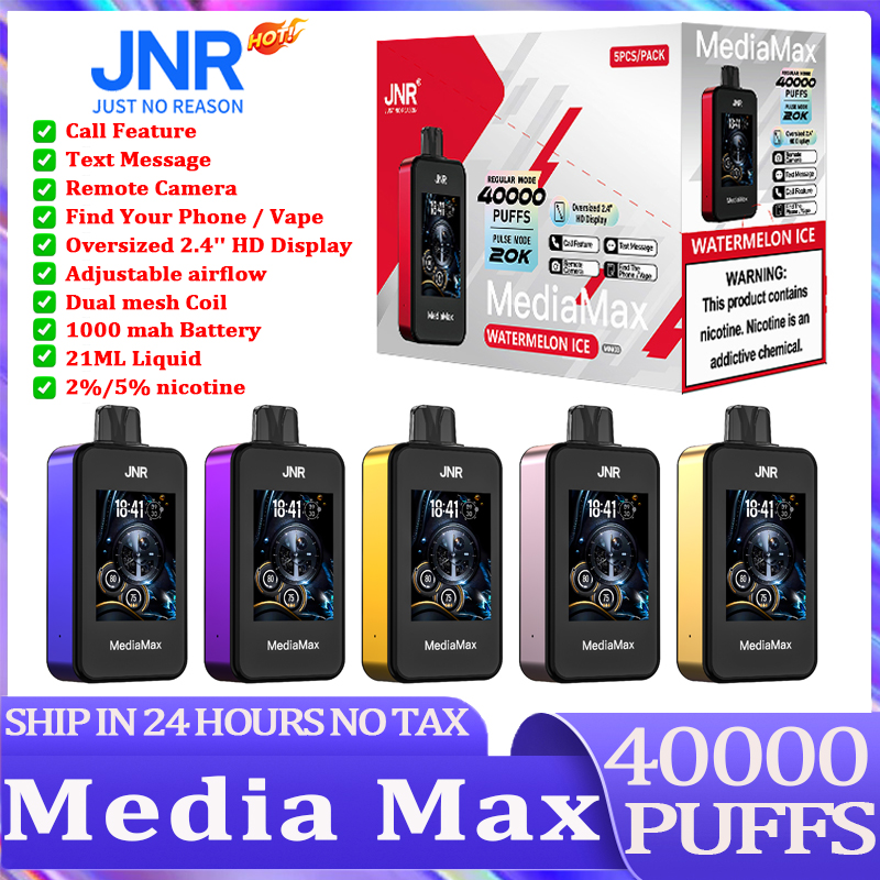 JNR Media Max 40000 Puffs Reliable Phone Call Text Camera Vape Large LED Screen Adjustable Airflow Disposable Vape 1 JNR Media Max 40000 Puffs Disposable vape wholesale online