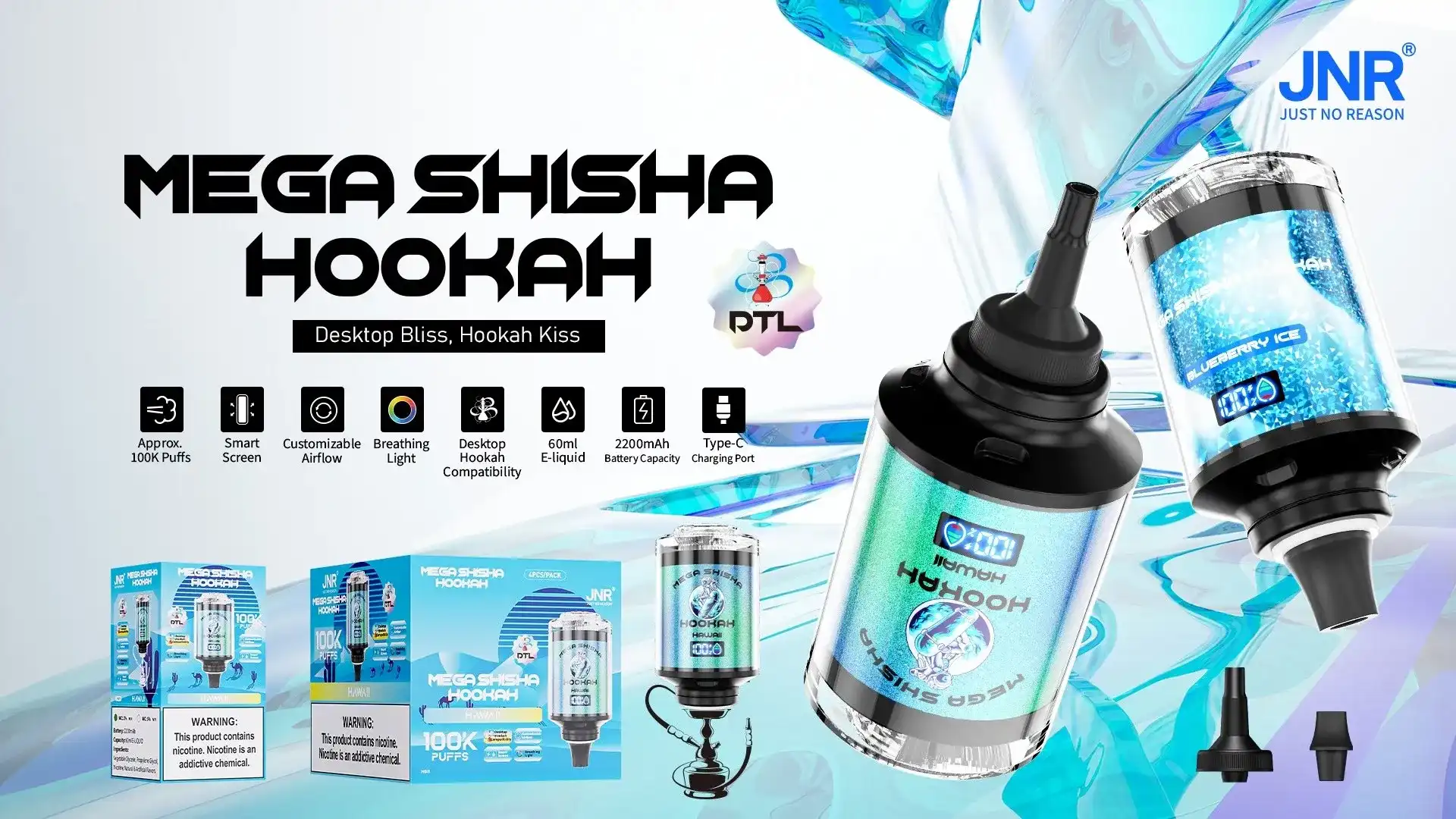 Redefining Longevity: JNR Mega Shisha Hookah 100K Puffs – The Ultimate Luxury Experience in Large-Capacity Vape! 2 JNR-Mega-Hookah-Shisha-poster-2