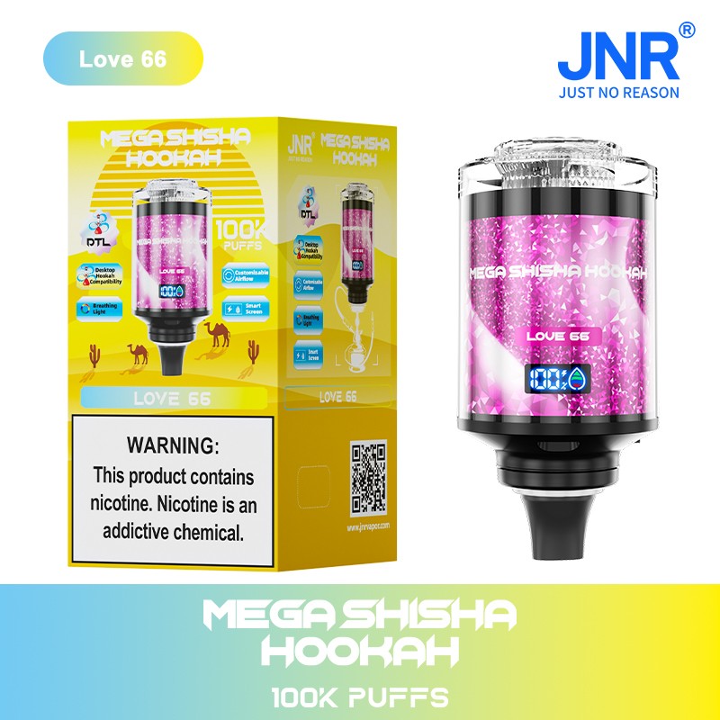 JNR Mega Shisha Hookah 100000 Puffs Outstanding DTL LED Screen Adjustable Airflow Hookah Style Disposable Vape 9 JNR Mega Shisha Hoohah 100000 Puffs DTL Hookah Style Disposable Vape Love-66