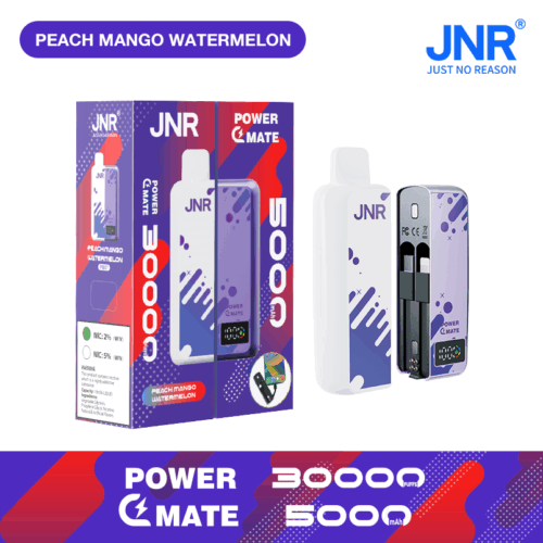 JNR POWER MATE 30000 Puffs Power Bank Disposable Vape Peach Mango Watermelon
