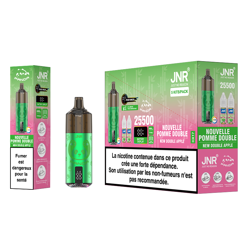 JNR Panda 25.5K 25500 Puffs Dynamic LED Screen RGB Light 2X10ml Refillable E-liquid Disposable Vape Kit 7 JNR Panda 25000 Puffs LED Screen Refillable Disposable Vape Kit New-Double-Apple