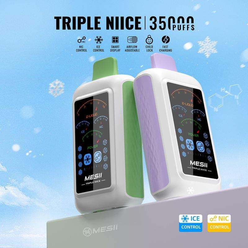 Mesii Triple NIICE 35000 Puffs Adjustable Ice Level Adjustable Nicotine Level LCD Screen Adjustable airflow Disposable Vape 6 Mesii Triple NIICE 35000 Puffs Adjustable Ice Level Adjustable Nicotine Level LCD Screen Adjustable airflow Disposable Vape - Зображення 6