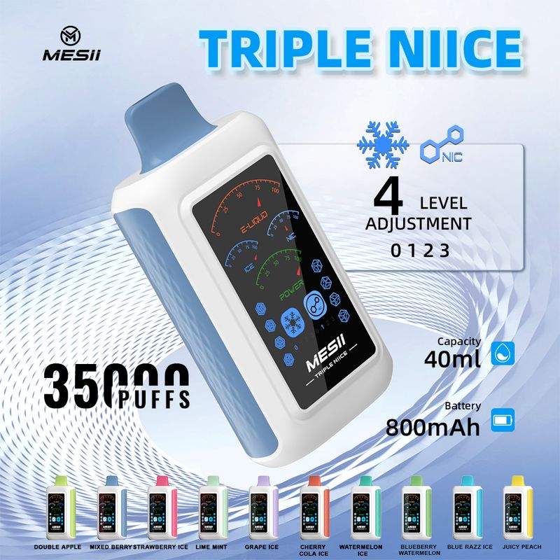 Mesii Triple NIICE 35000 Puffs Adjustable Ice Level Adjustable Nicotine Level LCD Screen Adjustable airflow Disposable Vape 1 Mesii Triple NIICE 35000 Puffs Adjustable Ice Level Adjustable Nicotine Level LCD Screen Adjustable airflow Disposable Vape