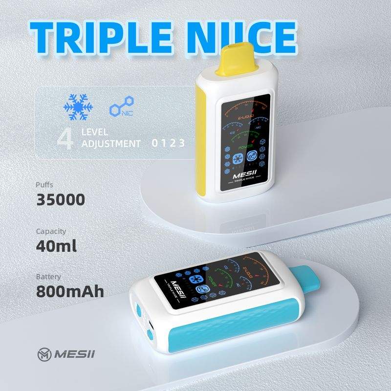 Mesii Triple NIICE 35000 Puffs Adjustable Ice Level Adjustable Nicotine Level LCD Screen Adjustable airflow Disposable Vape 2 Mesii Triple NIICE 35000 Puffs Adjustable Ice Level Adjustable Nicotine Level LCD Screen Adjustable airflow Disposable Vape - Зображення 2