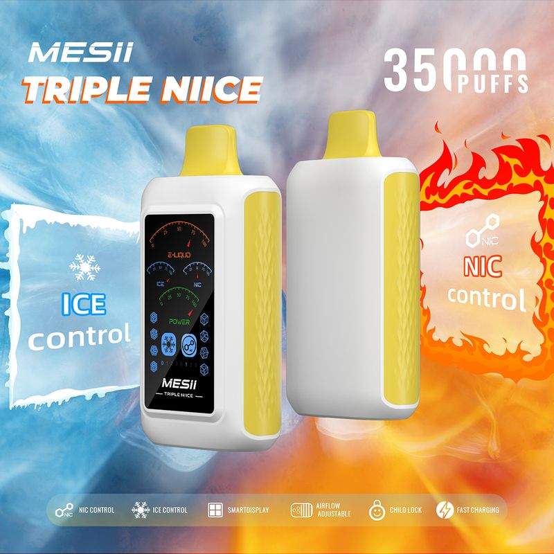Mesii Triple NIICE 35000 Puffs Adjustable Ice Level Adjustable Nicotine Level LCD Screen Adjustable airflow Disposable Vape 3 Mesii Triple NIICE 35000 Puffs Adjustable Ice Level Adjustable Nicotine Level LCD Screen Adjustable airflow Disposable Vape - Зображення 3