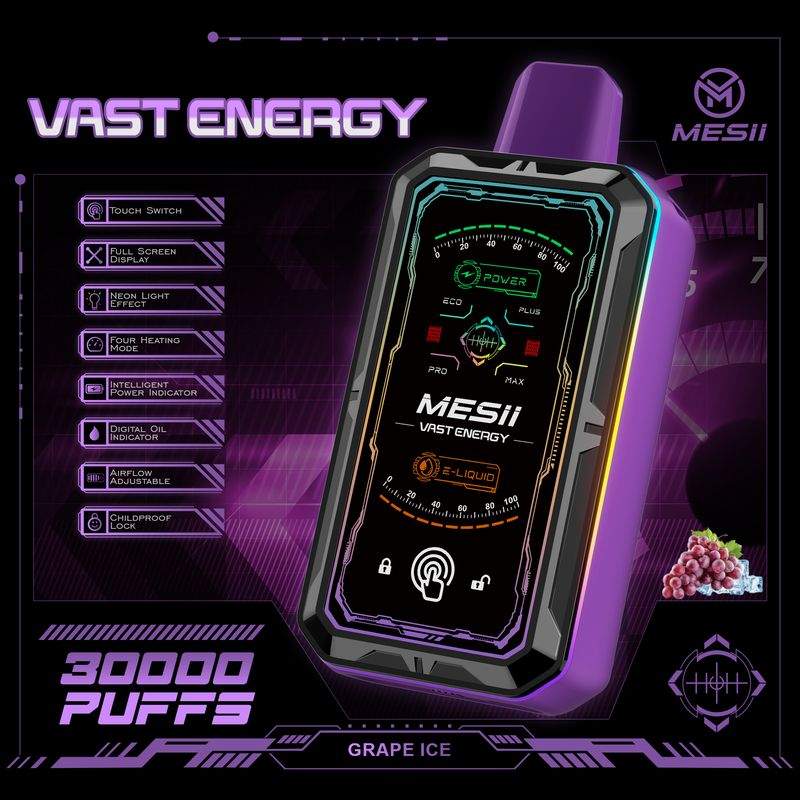 Mesii Vast Engergy 30000 Puffs Touch Switch LCD Screen 4 heating mode Adjustable airflow Fingerprint lock Disposable Vape 4 Mesii Vast Engergy 30000 Puffs Touch Switch LCD Screen 4 heating mode Adjustable airflow Fingerprint lock Disposable Vape - Image 4