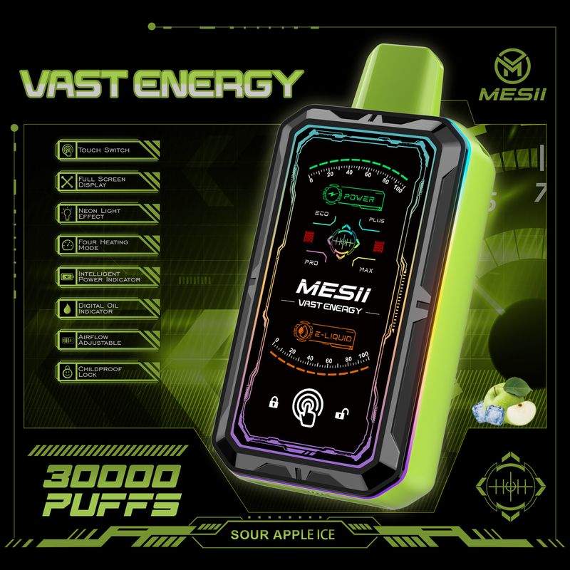 Mesii Vast Engergy 30000 Puffs Touch Switch LCD Screen 4 heating mode Adjustable airflow Fingerprint lock Disposable Vape 5 Mesii Vast Engergy 30000 Puffs Touch Switch LCD Screen 4 heating mode Adjustable airflow Fingerprint lock Disposable Vape - Image 5