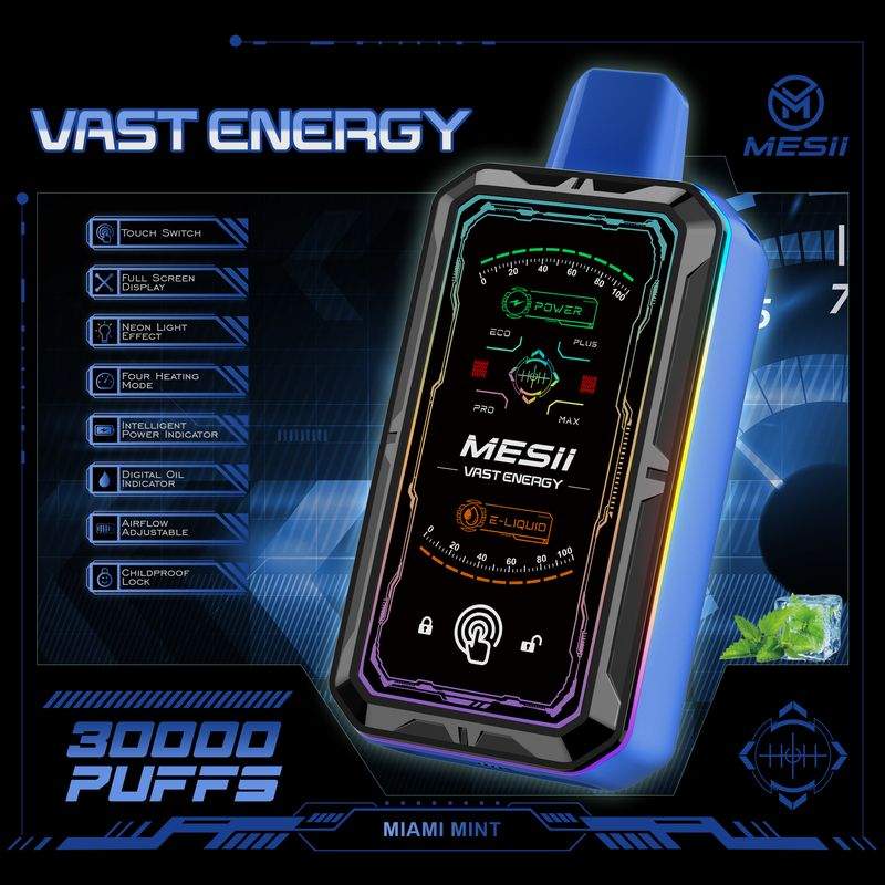 Mesii Vast Engergy 30000 Puffs Touch Switch LCD Screen 4 heating mode Adjustable airflow Fingerprint lock Disposable Vape 6 Mesii Vast Engergy 30000 Puffs Touch Switch LCD Screen 4 heating mode Adjustable airflow Fingerprint lock Disposable Vape - Image 6
