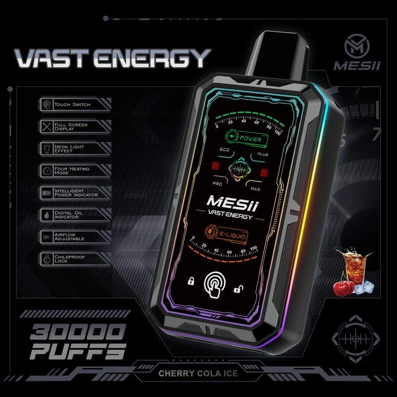 Mesii Vast Engergy 30000 Puffs Touch Switch LCD Screen 4 heating mode Adjustable airflow Fingerprint lock Disposable Vape 8 Mesii Vast Engergy 30000 Puffs Touch Switch LCD Screen 4 heating mode Adjustable airflow Fingerprint lock Disposable Vape - Image 8