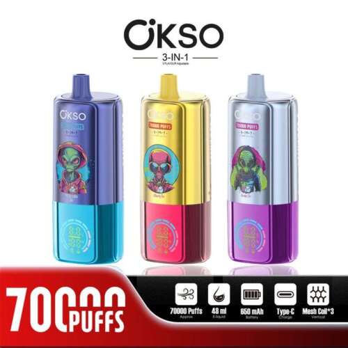 OKSO 70K 70000 Puffs 3-IN-1 LED Screen Triple Flavors 2%5% Nicotine Disposable Vape