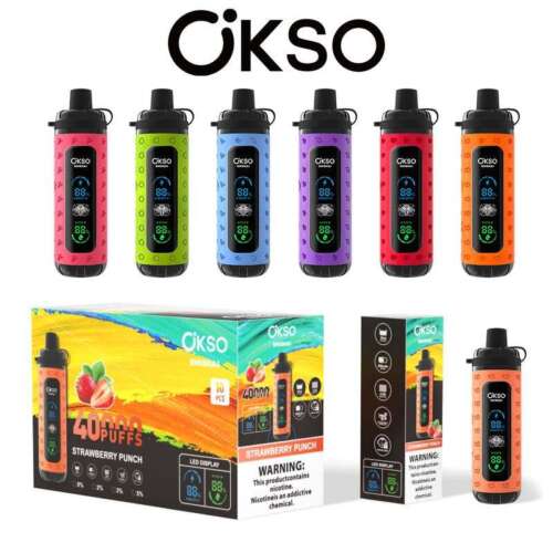 OKSO Shisha Max 40000 40K Puffs Adjustable Airflow Hookah Style LED Screen Childproof Lock Disposable Vape