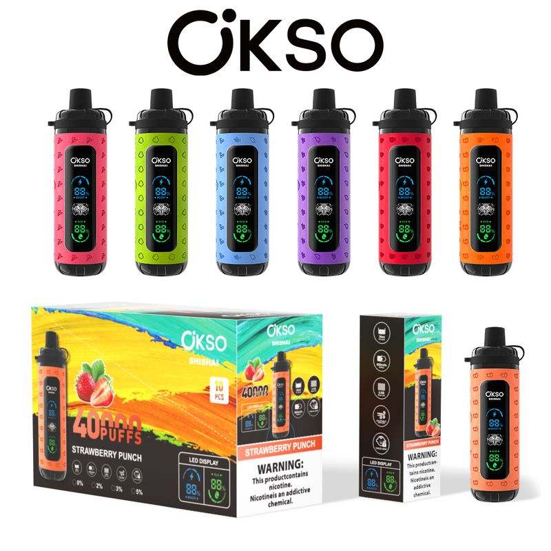 OKSO Shisha Max 40000 40K Puffs Adjustable Airflow Hookah Style LED Screen Childproof Lock Disposable Vape 1 OKSO Shisha Max 40000 40K Puffs Adjustable Airflow Hookah Style LED Screen Childproof Lock Disposable Vape