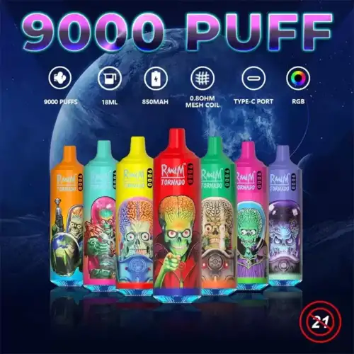 RANDM FUMOT Tornado 9000 Puffs RGB Light 2%5% Nicotine Disposable Vape