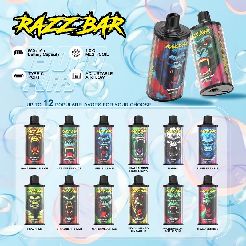 Razz Bar 15000 Puffs Adjustable Airflow Large Puffs Mesh Coil Disposable Vape 3 Razz bar 15000 puffs crystal adjustable airflow disposable vape amazing offer