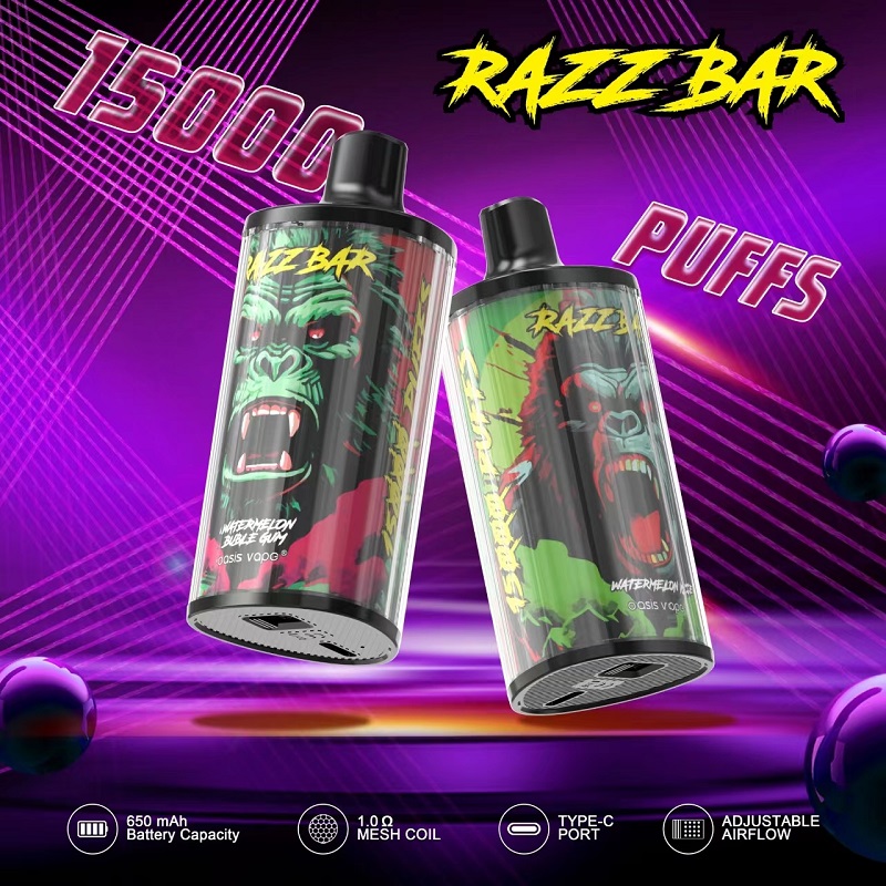 Razz Bar 15000 Puffs Adjustable Airflow Large Puffs Mesh Coil Disposable Vape 5 Razz bar 15000 puffs crystal adjustable airflow disposable vape best deal