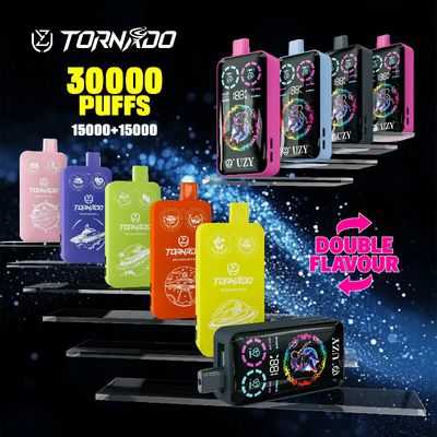 UZY TORNADO 30000 Puffs Double Flavors LCD Screen Mesh coil Disposable Vape