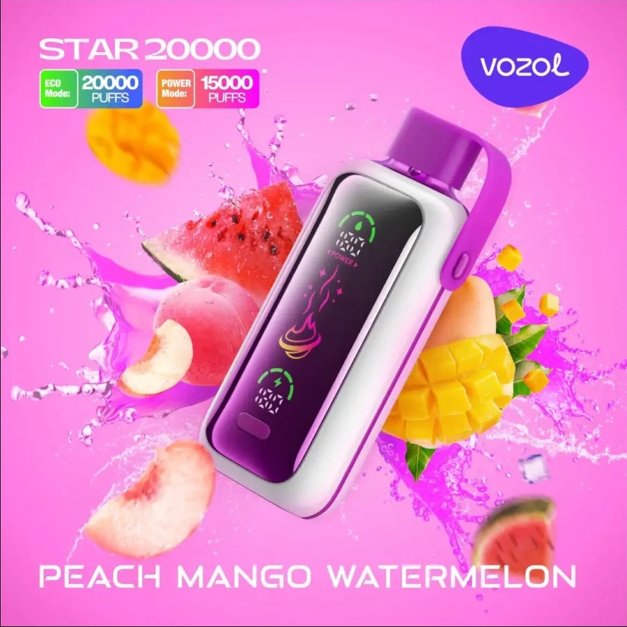 Vozol STAR 20000 Puffs LED Screen Display 5% Nicotine Anti-Dust Cap Disposable Vape 7 Vozol STAR 20000 Puffs LED Screen Adjustable Airflow Disposable Vape peach mango watermelon