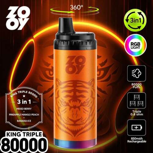 ZOOY KING 80000 Puffs 3-in-1 Multi Flavors RGB Light Disposable Vape